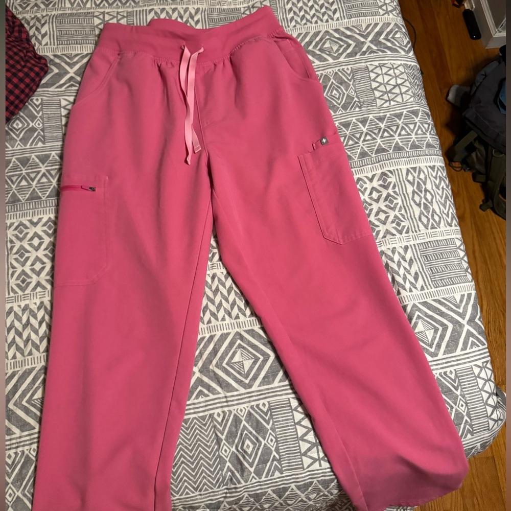 Figs f***ing pink high waisted yolo skinny scrub pants